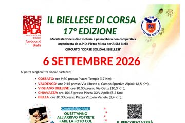 "IL BIELLESE DI CORSA" domenica 6 settembre pro AISM Biella